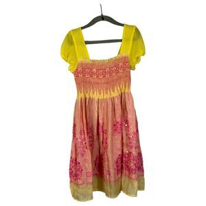 Lapis Girl Pink Yellow Flowy Dress Girl's Size 7/8